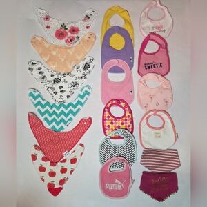 18 Piece Bib Bundle (5 Bandana Bibs, 1 Teething Bib, 12 Assorted Bibs)
